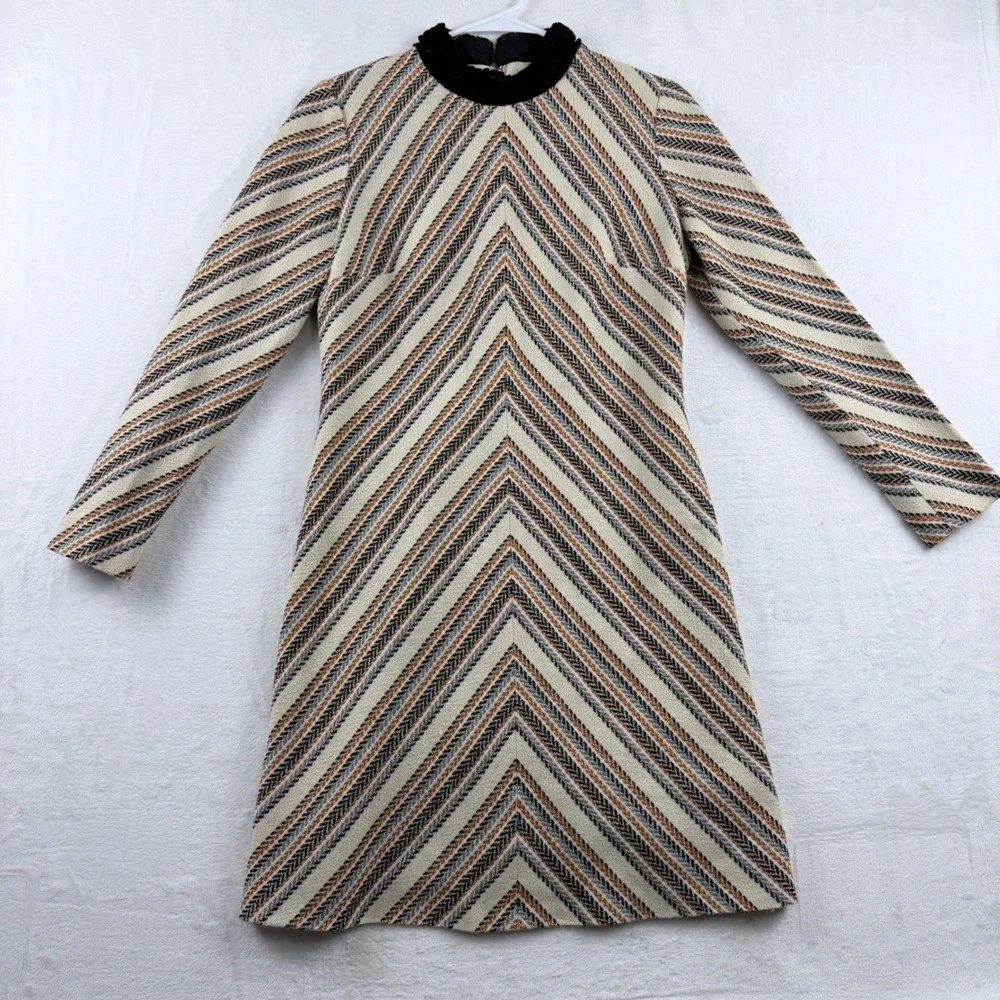 S Eisenberg California Chevron Mock Neck Sweater Dress Retro Boho No Size Tag‎